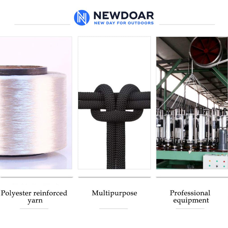 [Australia - AusPower] - NewDoar 10mm(3/8inch) Accessory Cord Rope CE 24KN Double Braid Pre Cut for Outdoor Survival, Mountaineering, Prusik,Hauling Dragginge Black,10mm 20FT(6M) 