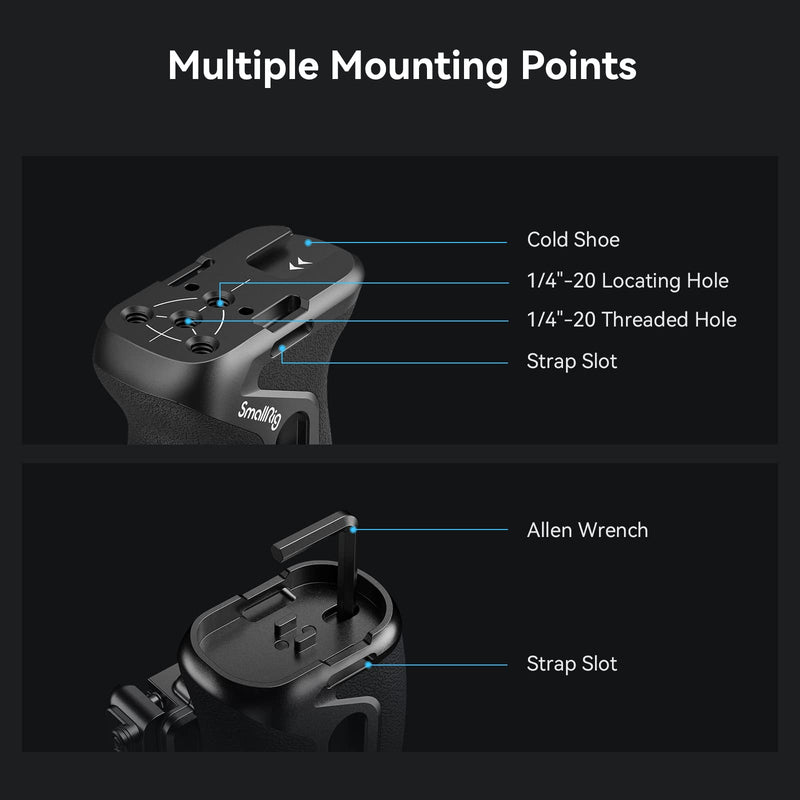 [Australia - AusPower] - SmallRig Snap-On NATO Side Handle, Quick Lock Design, Up/Down Adjustable, Built-in Cold Shoe Mount, 1/4''-20 Thread Hole, Wrist Strap Hole - 4017 
