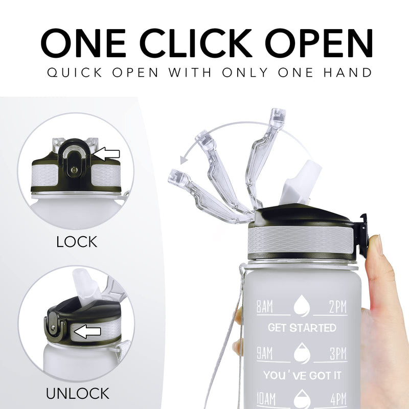 [Australia - AusPower] - HYETA 32 oz Water Bottles with Times to Drink and Straw, Motivational Water Bottle with Time Marker, Leakproof & BPA Free, Drinking Sports Water Bottle for Fitness, Gym & Outdoor, Gray-Black 