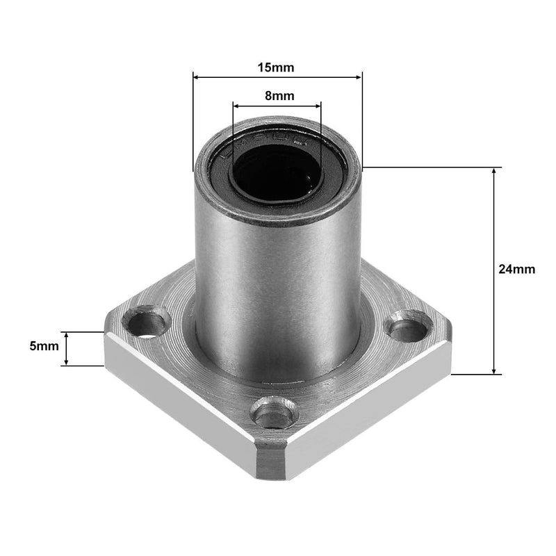 [Australia - AusPower] - uxcell LMK8UU Square Flange Linear Ball Bearings, 8mm Bore Dia, 15mm OD, 24mm Length(Pack of 2) 
