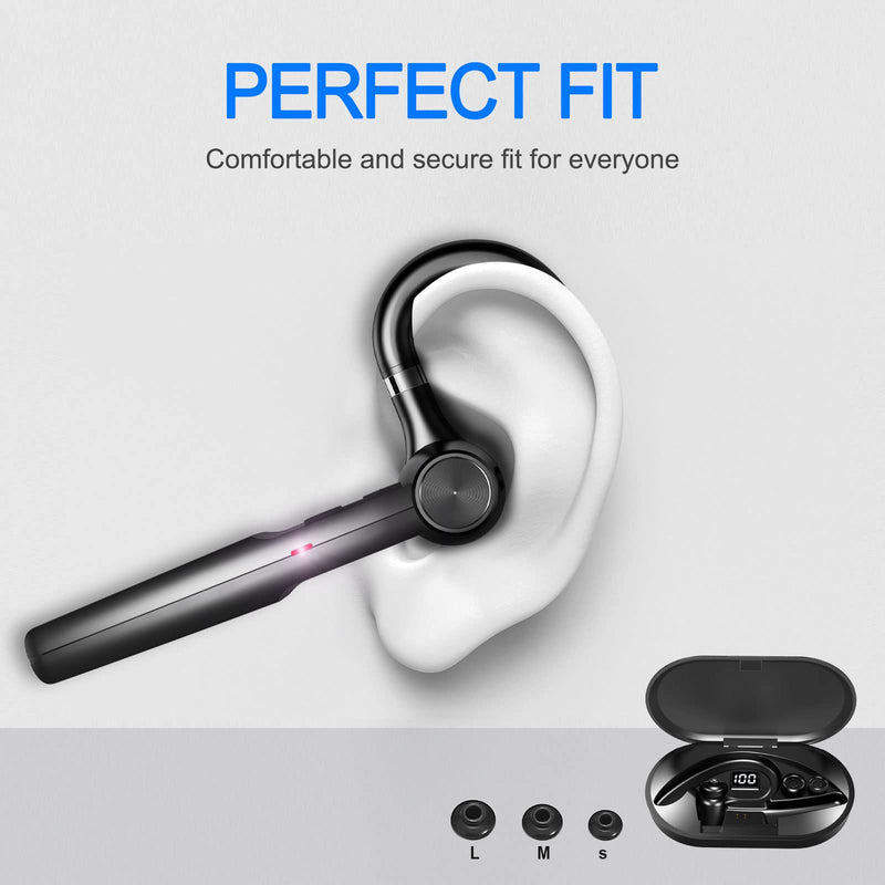 [Australia - AusPower] - Hsility Bluetooth Headset for Cell Phones 500Hrs Standby Time with LED Charging Case 270 Degrees Rotatable Mic Hands Free Touch Control and Bluetooth 5.1 Version 