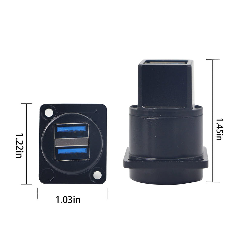 [Australia - AusPower] - QIANRENON Dual USB 3.0 D Panel Mount Solderless Connector, USB 3.0 Female to Female Coupler Socket Panel Mount Pass Through Adapter，Fixed Panel Front and Rear Straight USB Extender 