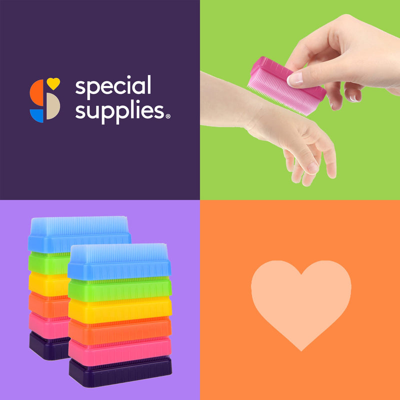 [Australia - AusPower] - Special Supplies Sensory Brush Therapressure Therapy Brush for Occupational and Sensory Brushing, 12 Pack, Stimulating and Calming Tools for Kids and Adults, Soft Flexible Bristles, Latex Free 
