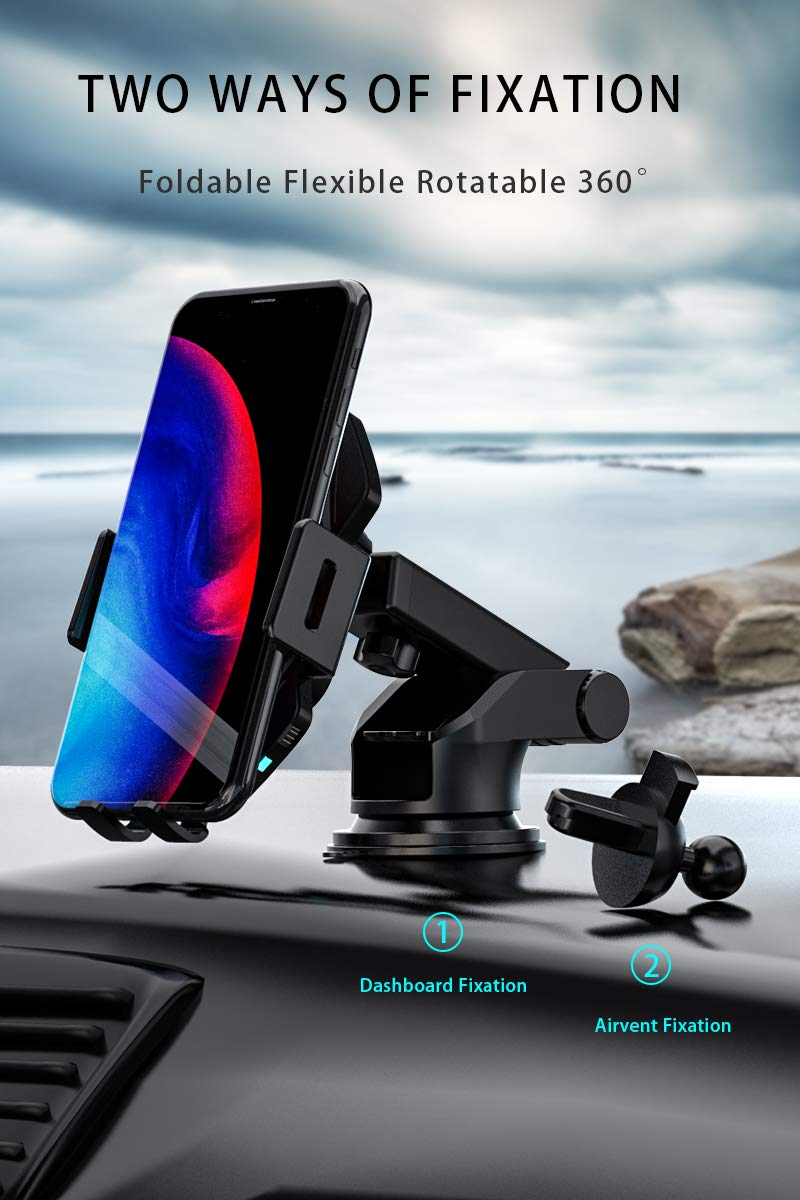 [Australia - AusPower] - JLYEDNSS Wireless Car Charger, 15W Qi Fast Charging Auto-Clamping Car Phone Mount, Windshield Dashboard Air Vent Phone Holder for iPhone 13/12/11/Xsmax/X/8,Samsung Galaxy S21/S20/S10/S9 