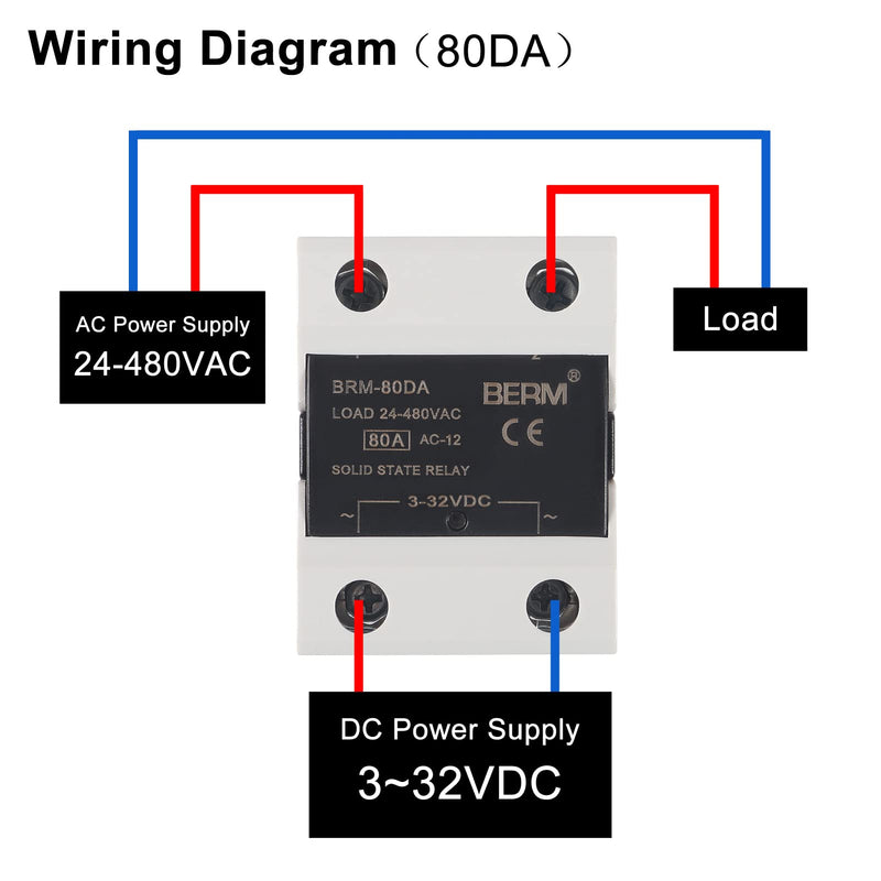 [Australia - AusPower] - Shuian SSR-80DA Solid State Relay DC to AC, Input 3-32V DC Output 24-480V AC. 