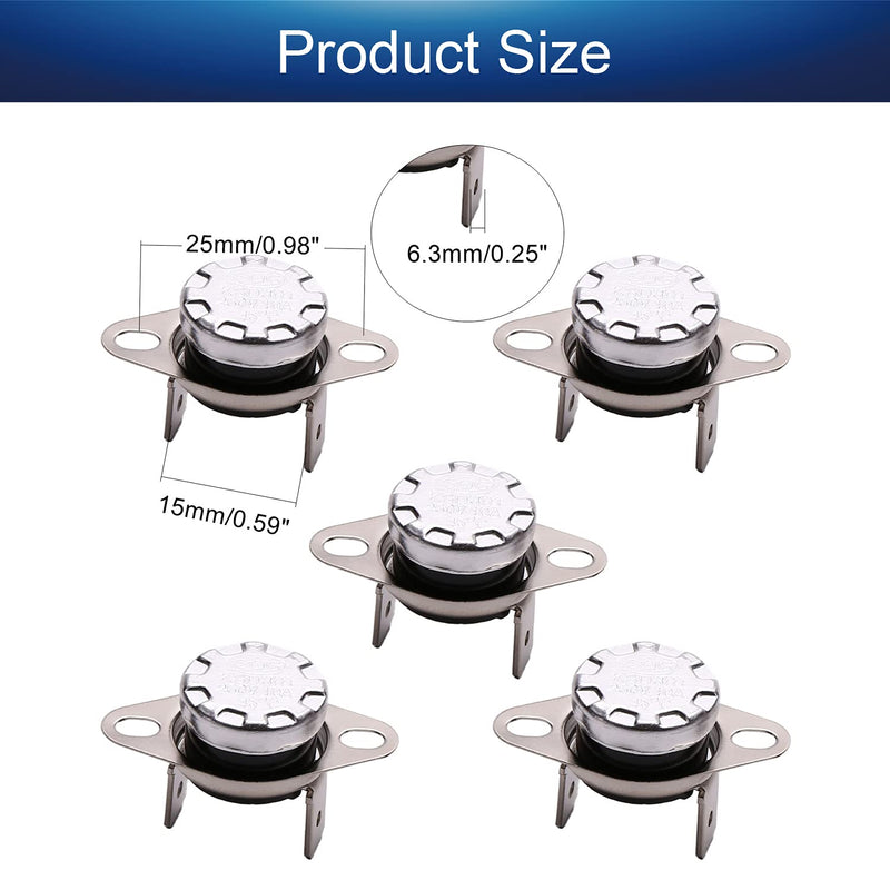 [Australia - AusPower] - Fielect 5Pcs KSD301 Thermostat 45°C/113°F Normally Open N.0 Adjust Snap Disc Temperature Switch for Microwave Oven Coffee Maker Smoker Bent Feet 