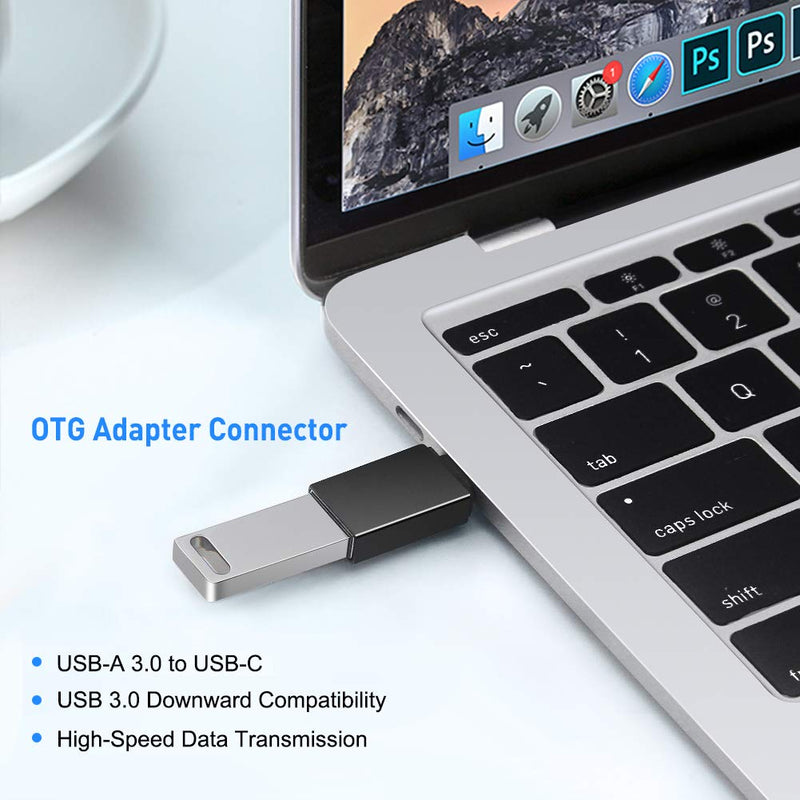 [Australia - AusPower] - USB C to USB Adapter (2 Pack), BorlterClamp USB Type-C to USB 3.0 OTG Adapter Compatible with MacBook Air 2020, iPad Pro 2020 and Type-C Devices, Black 