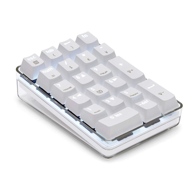 [Australia - AusPower] - Mechanical Numeric Keypad GATERON Red Switch Wired Gaming Keypad Crystal Case White Backlit 21 Keys Mini Numpad Portable Keypad Extended Layout White Magicforce by Qisan 21 keys GATERON Red Switch 