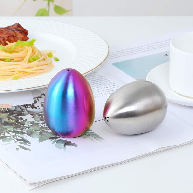 [Australia - AusPower] - TUPMFG Salt Pepper Shaker Set: Stainless Steel Salt & Pepper Dispenser 2 Pieces for Kitchen (Rainbow) Rainbow 