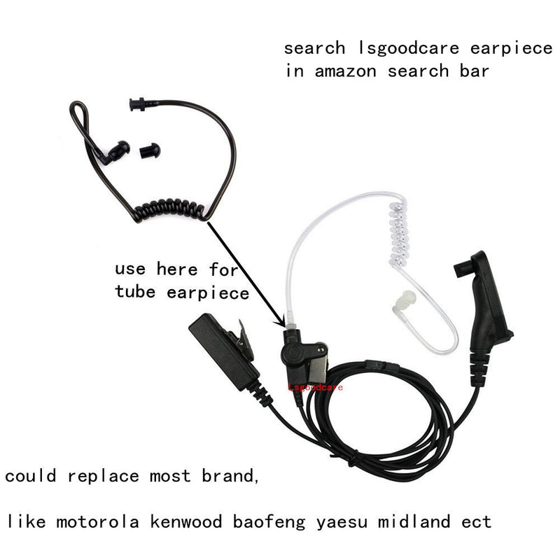 [Australia - AusPower] - Replacement Coil Audio Tube, Lsgoodcare 10Pcs Twist On Acoustic Tube Replacement Black with Mushroom Earbuds Eartips Compatible for Motorola Midland Kenwood Two Way Radio Surveillance Headset Earpiece 