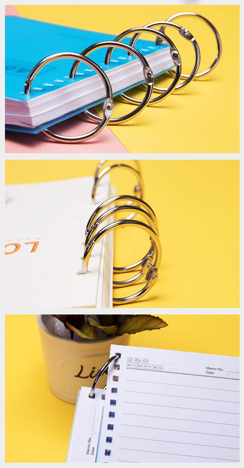 [Australia - AusPower] - Loose Leaf Binder Rings 1-Inch（100 Pack） Office Book Rings, Nickel Plated Steel Binder Rings, Key Rings, Metal Book Rings, for School，Sliver 