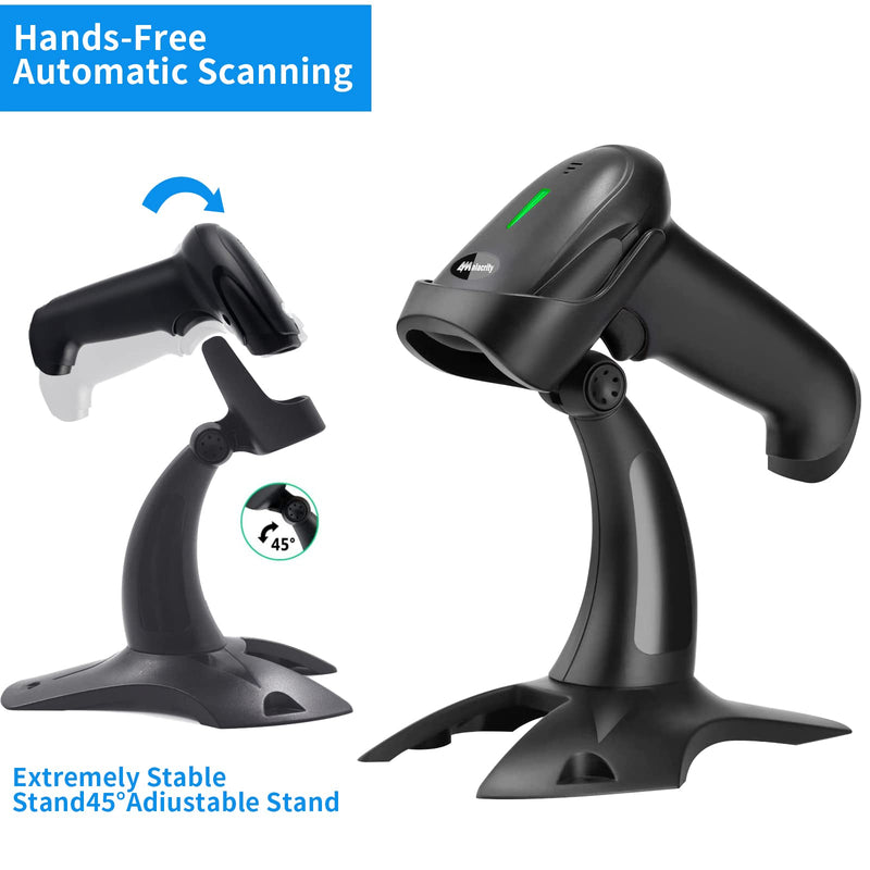 [Australia - AusPower] - USB Bluetooth Barcode Scanner with Stand,Alacrity Handsfree Barcode Scanner Wireless Versatile 3-in-1Rechargeable Cordless 1D Barcode Reader USB Handheld Bar Code Scanner Wireless Inventory Scanner 