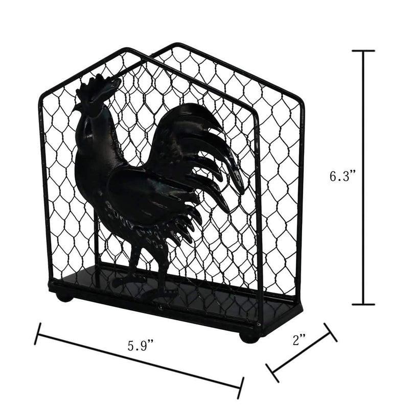 [Australia - AusPower] - Metal Rooster Design Tabletop Napkin Holder/Freestanding Tissue Dispenser,Black Black One Size 