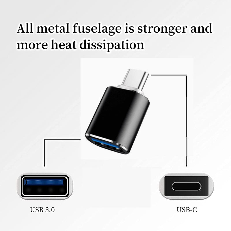 [Australia - AusPower] - USB C to USB Adapter, 2 Pack Type C to USB 3.0 Adapter High-Speed Data Transfer OTG Adapter Compatible with MacBook Pro 2020, Pad Pro 2020, Samsung Notebook 9, Dell XPS and More Type C Devices(Black) 