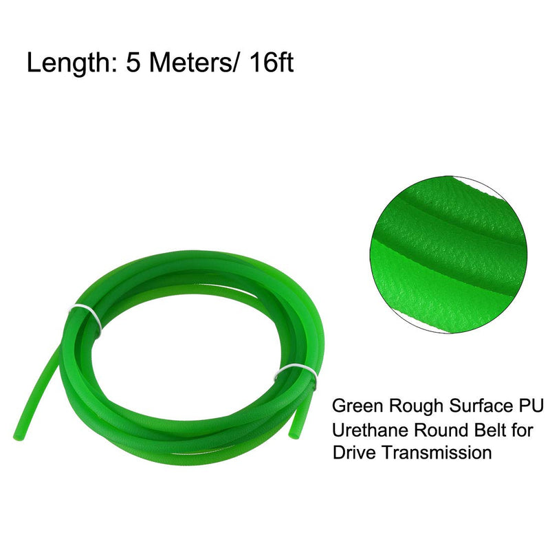 [Australia - AusPower] - uxcell 16ft 5mm PU Transmission Round Belt High-Performance Urethane Belting Green for Conveyor Bonding Machine Dryer 