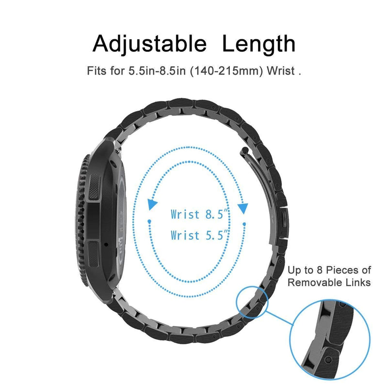 [Australia - AusPower] - Shangpule Compatible for Gear S3 bands, Galaxy Watch 3 45mm Band Galaxy Watch 46mm Bands, 22mm Stainless Steel Metal Replacement Strap Bracelet (Silver + Gold) Silver + Gold 
