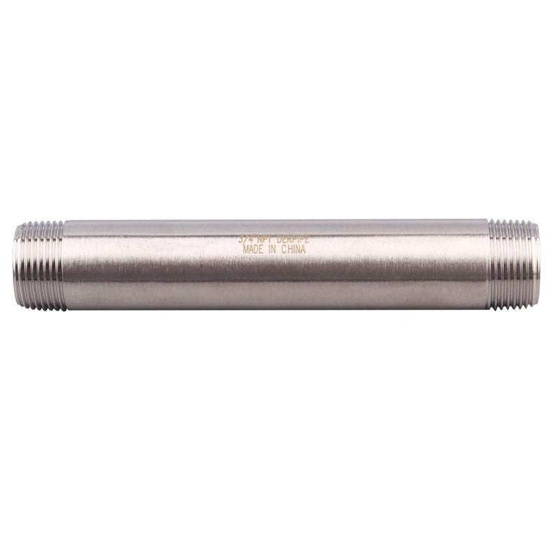 [Australia - AusPower] - DERPIPE 3/4" X 3/4" NPT Male Nipple Stainless Steel 304 Cast Pipe Coupling fitting 6" Length 3/4" Male NPT 