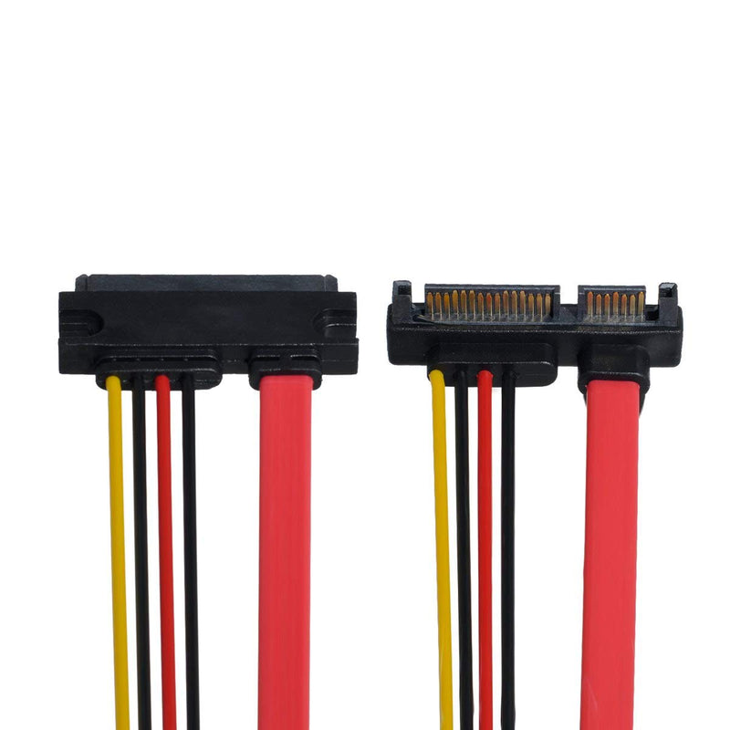 [Australia - AusPower] - Xiwai Down Angled SATA III 3.0 7+15 22 Pin SATA Male to Female Data Power Extension Cable 30cm 