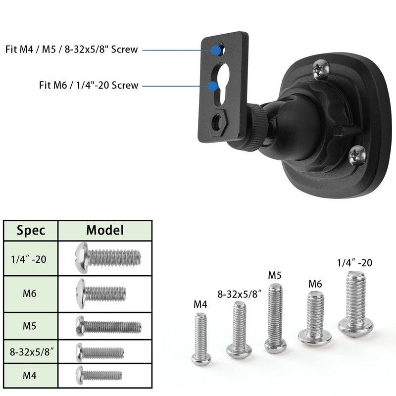 [Australia - AusPower] - Mippko 2 Pack Speaker Wall Mount Holder for 1/4"-20 Threaded Keyhole,2 Pack Adaptors Compatible with Non 1/4"-20 Threaded Screw Holes,360°Rotation Adjustment Aluminum Alloy Mount,Black With Adapter 