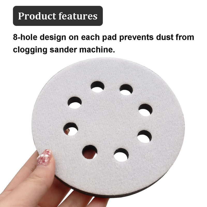 [Australia - AusPower] - Seamaka 2 PCS 5Inch 8 Holes Soft Density Interface Pads ,Hook and Loop 5" Sponge Cushion 8 Holes nterface Buffer Pad Sander Cushion O-011-2pcs 