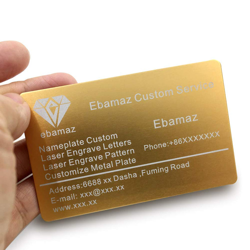 [Australia - AusPower] - Ebamaz Metal Business Cards Anodized Aluminum Plaque Plate 86X54X0.8mm (Golden, Blank,10PCS) Golden, Blank,10pcs 