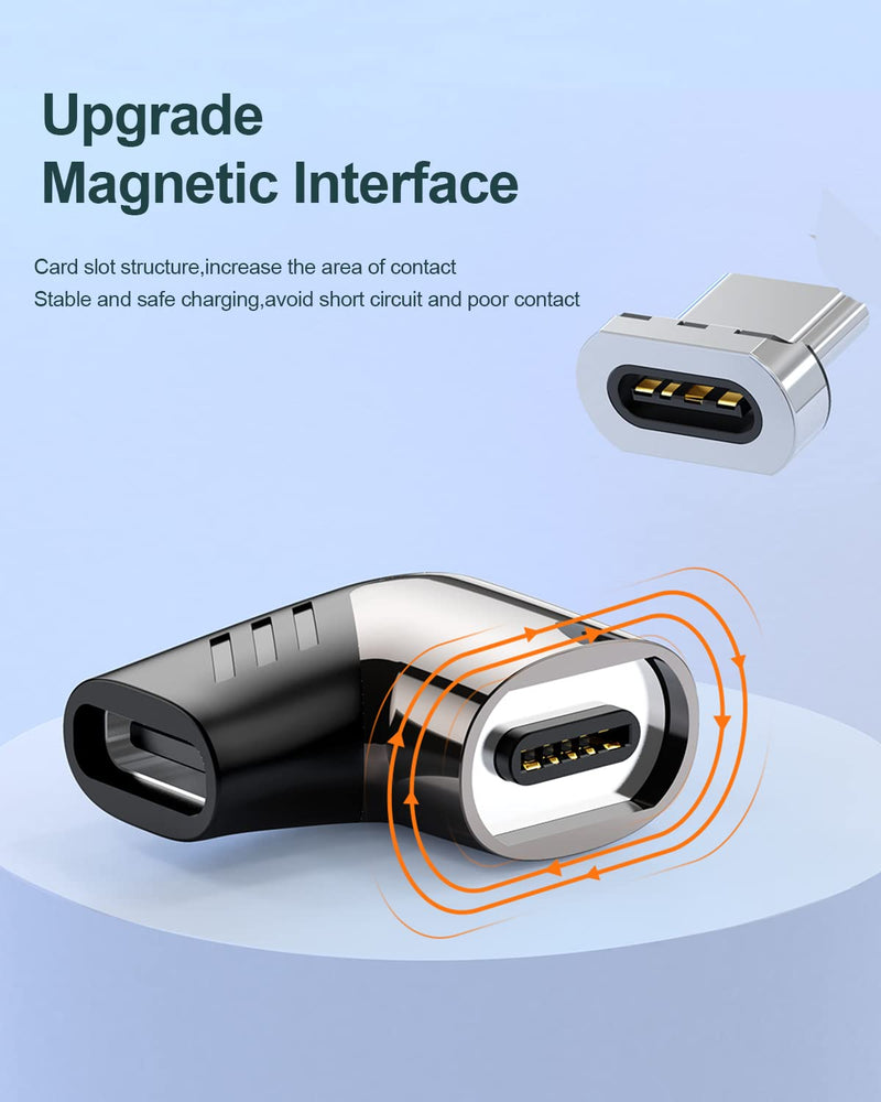 [Australia - AusPower] - USB C Magnetic Adapter, 2Pack Kuulaa Right Angle USB Type C 5 Pin Connector, USB C to USB C, Support PD 100W Quick Charge & 480Mbps Data Transfer, Compatible with USB C Mobile, Laptops & Tablets 