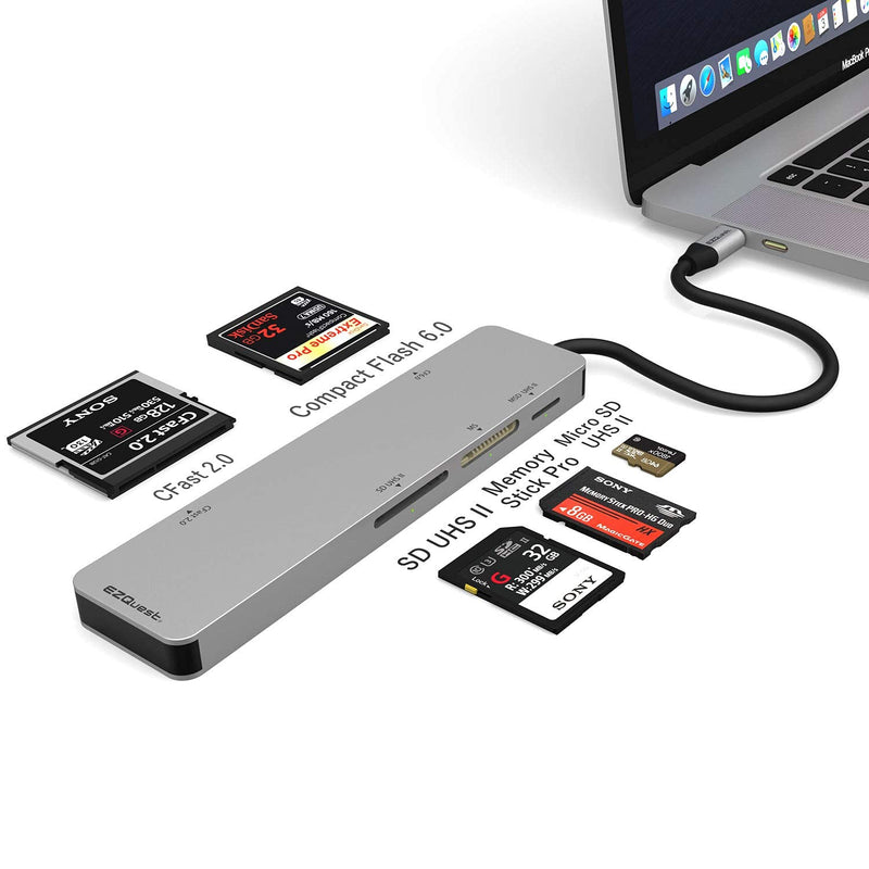 [Australia - AusPower] - EZQuest USB-C CFast 2.0 Card Reader 5 Ports with UHS II SD/Micro SD 