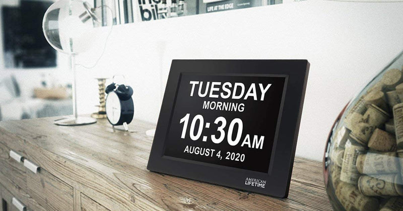 [Australia - AusPower] - 【New 2022】American Lifetime Day Clock Large Digital Clock Large Display with date and day of the week, Digital wall clock Large display Dementia products for elderly seniors,Clocks for Seniors (Black) Black 