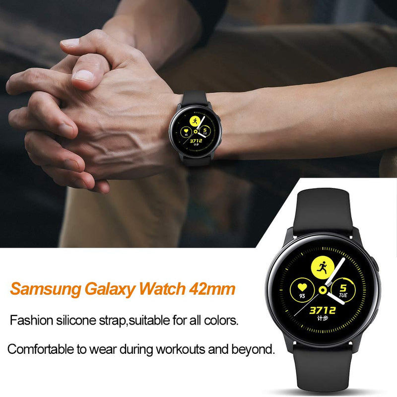 [Australia - AusPower] - OenFoto Bands Compatible Samsung Galaxy Watch 3 41mm/ 42mm/ Galaxy Watch Active/Gear Sport, 20mm Soft Silicone Replacement Wristband for Samsung Galaxy Watch 3 Smartwatch, Women Men, Large Small Large Size: 6.3" – 8.3" Black with Black Button 