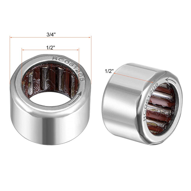 [Australia - AusPower] - uxcell RC081208 Needle Roller Bearings, One Way Bearing, 1/2" Bore 3/4" OD 1/2" Width 5pcs 1/2x3/4x1/2" 