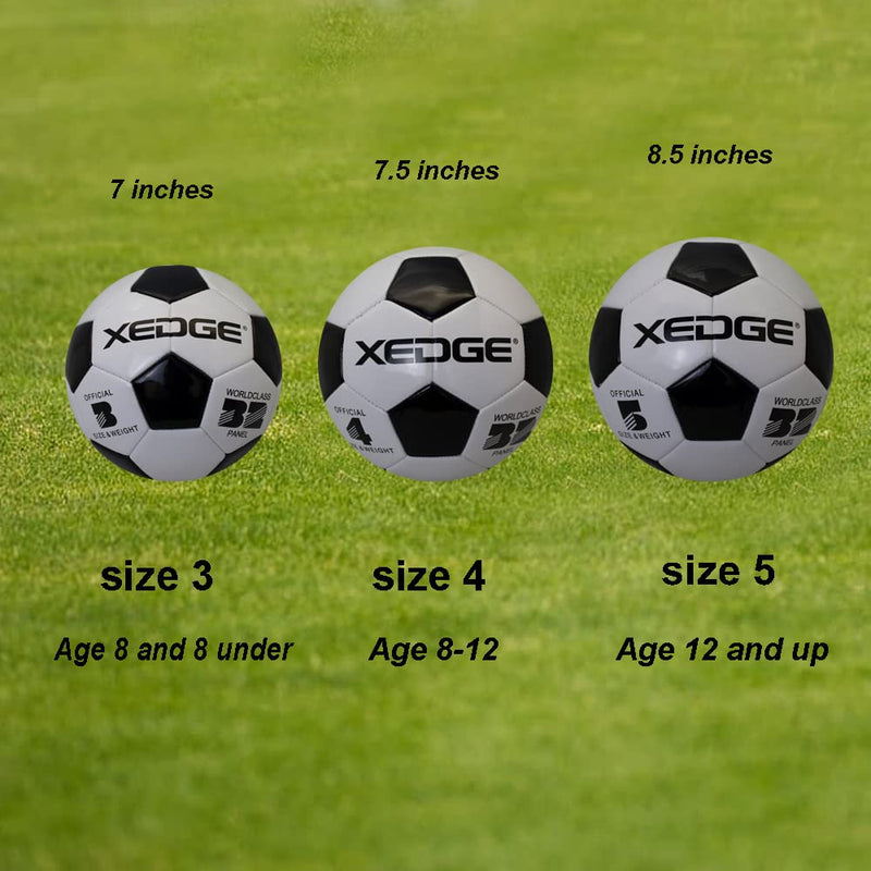 [Australia - AusPower] - XEDGE Official Size Soccer Ball,Size 5 Training Ball for Girls,Boys,Youth Teenagers,Adults,Machine Stitched for Indoor Outdoor Play black and white size 4 