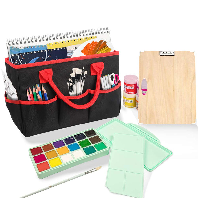 [Australia - AusPower] - Godery Desktop File Folder Tote and Stock Organize, Fundamentals Art Organizer Storage Craft Tote Bag for Office Desk Organize, Make-up Storage Tote with Handles for Travel or Daily Use, Black 