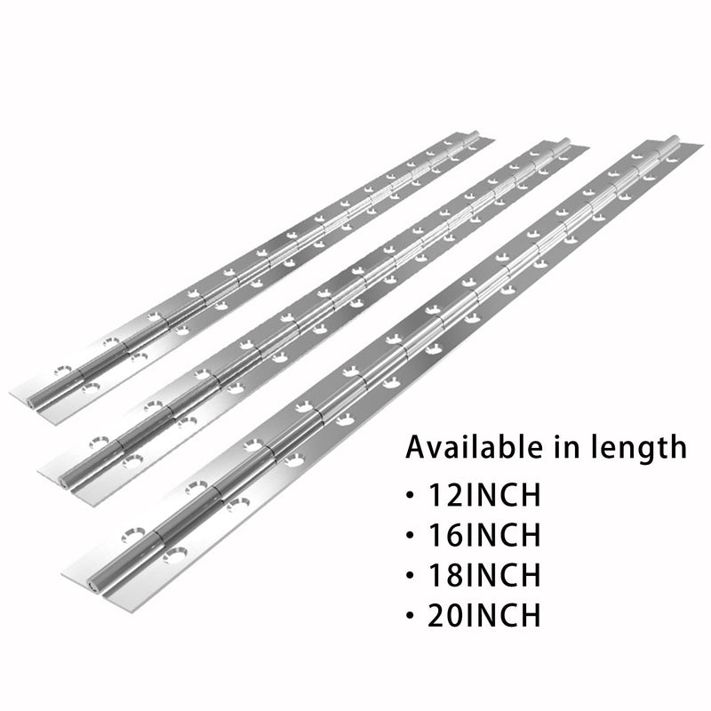 [Australia - AusPower] - 4PCS 12 Inch Piano Hinge Stainless Steel Continuous & Piano Hinge Heavy Duty Piano Hinges, 0.04" Leaf Thickness, 0.5" Knuckle Length, Screw Included 