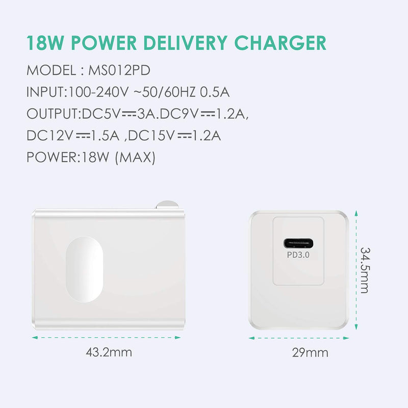 [Australia - AusPower] - iPhone Fast Charger with Wall Plug MFi Certified,20W USB-C Power Adapter w/ 10 Ft USB C to Lightning Cable Nylon Braided Quick Charging Cord for iPhone 12 11 Pro Max X XS XR 8 Plus iPad Mini Air 20W with 10ft cable 