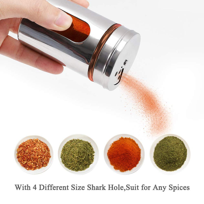 [Australia - AusPower] - Accmor 2pcs Salt and Pepper Shakers,Stainless Steel Shaker for Salt Powder Sugar Cinnamon Pepper, Spice Dispenser with Adjustable Pour Holes,Silver Silver 