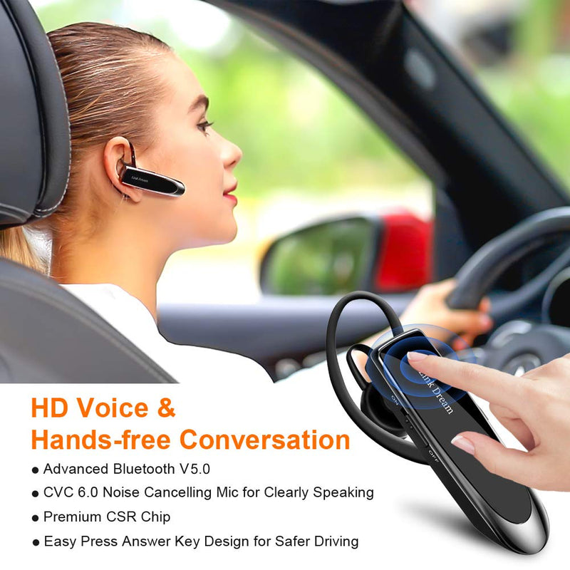 [Australia - AusPower] - Link Dream Bluetooth Earpiece for Cell Phone Hands Free Wireless Headset Noise Cancelling Mic 24Hrs Talking 1440Hrs Standby Compatible with iPhone Samsung Android for Driver Trucker (2 Pack) 