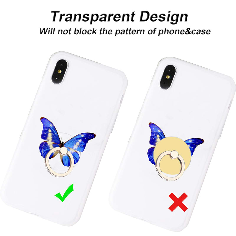 [Australia - AusPower] - TACOMEGE Transparent Clear Phone Holder Ring Grips for iPhone Samsung Galaxy, Finger Ring Stand for Smartphones Tablets Cases(Crystal-Round-Gold) 