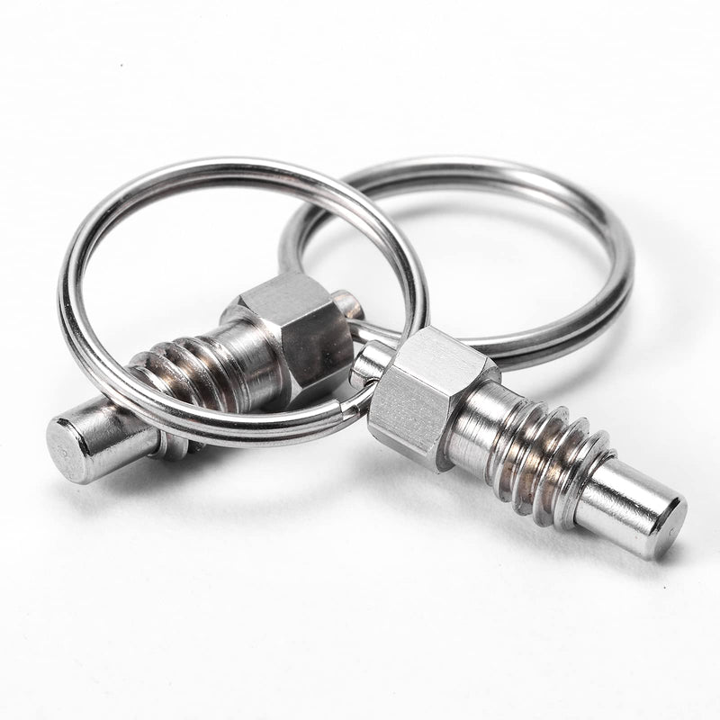 [Australia - AusPower] - 2 Packs Spring Plunger with Pull Ring, 1/4"- 20 Thread Size, 0.31" Thread Length, Stainless Steel Non-Locking Type Stubby Hand-Retractable Spring Plunger Index Plunger 1/4" - 20 