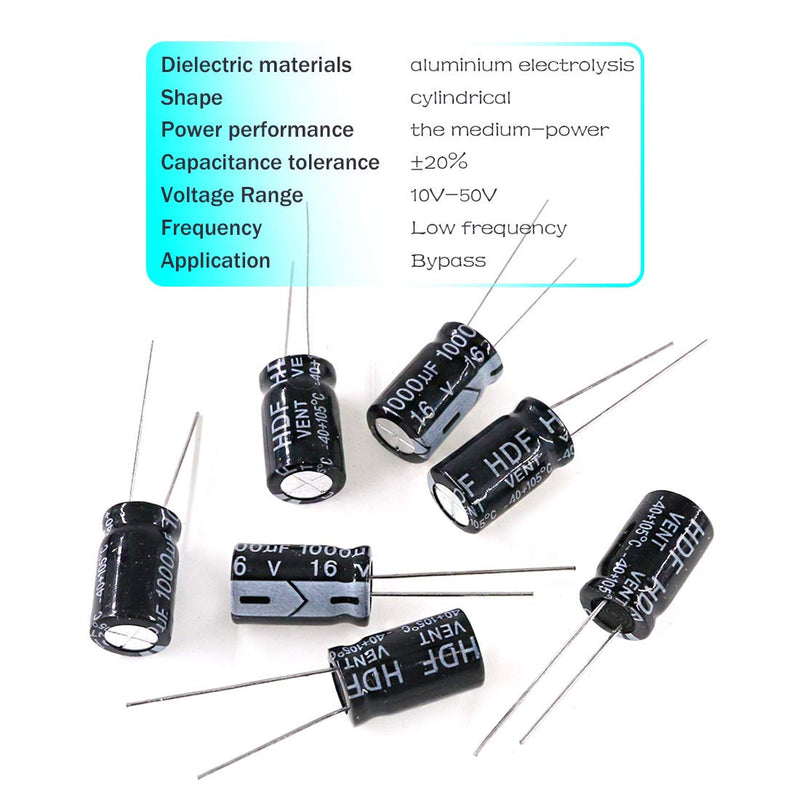 [Australia - AusPower] - Hilitchi 240-Pcs 24 Values Black Electrolytic Capacitors Assorted Assortment Kit Range 0.1uF－1000uF with Storage Box Black-Electrolytic Capacitors 