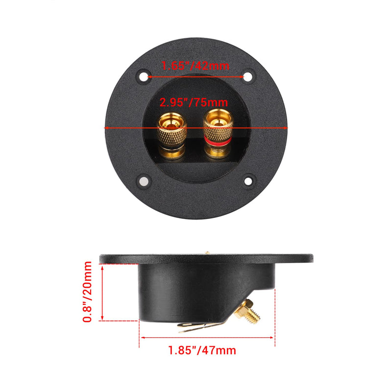 [Australia - AusPower] - Facmogu 2PCS 3 Inch Round 2-Way Speaker Box Terminal Cup Binding Post, Power Speaker Screw-in Terminal Plates, 3 Inch Subwoofer Box Terminal Banana Plugs for DIY Home Speaker Kits 2-way Round 