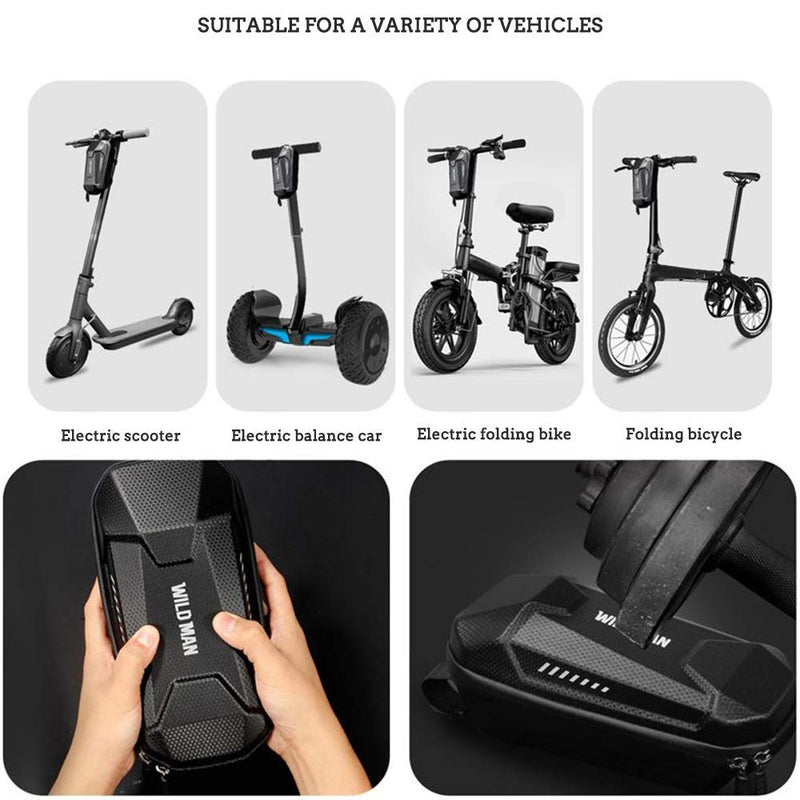 [Australia - AusPower] - WILD MAN Hard Shell Waterproof Scooter Storage Bag for Kick Scooters Folding Bike Black 2L 