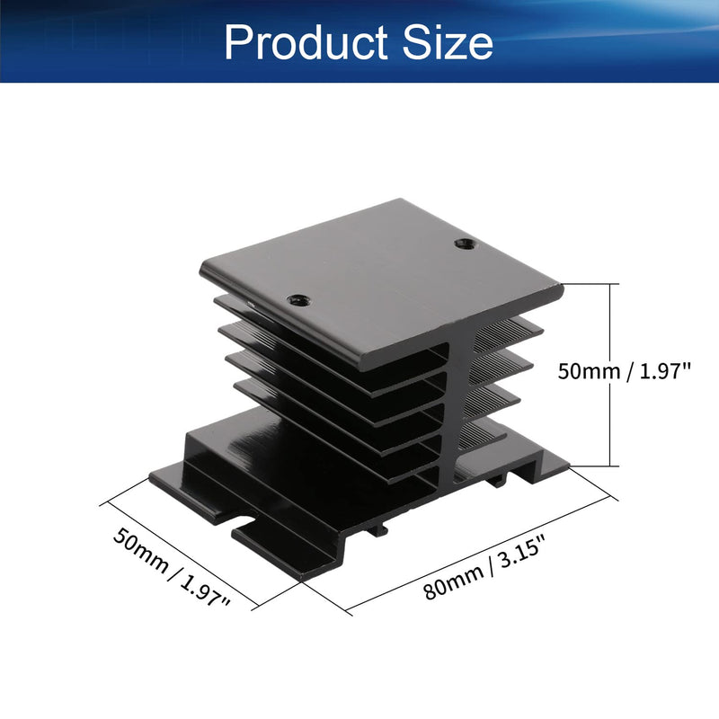 [Australia - AusPower] - Heyiarbeit 1pcs Single Phase Solid State Relay Aluminum Heat Sink SSR Dissipation Radiator 3.15"x1.97"x1.97"(LxWxH) for Relay 10-40A Black AI-50B 