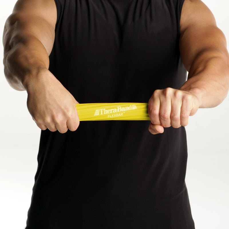 [Australia - AusPower] - THERABAND FlexBar, Tennis Elbow Therapy Bar, Relieve Tendonitis Pain & Improve Grip Strength, Resistance Bar for Golfers Elbow & Tendinitis New Version Yellow - Extra Light 