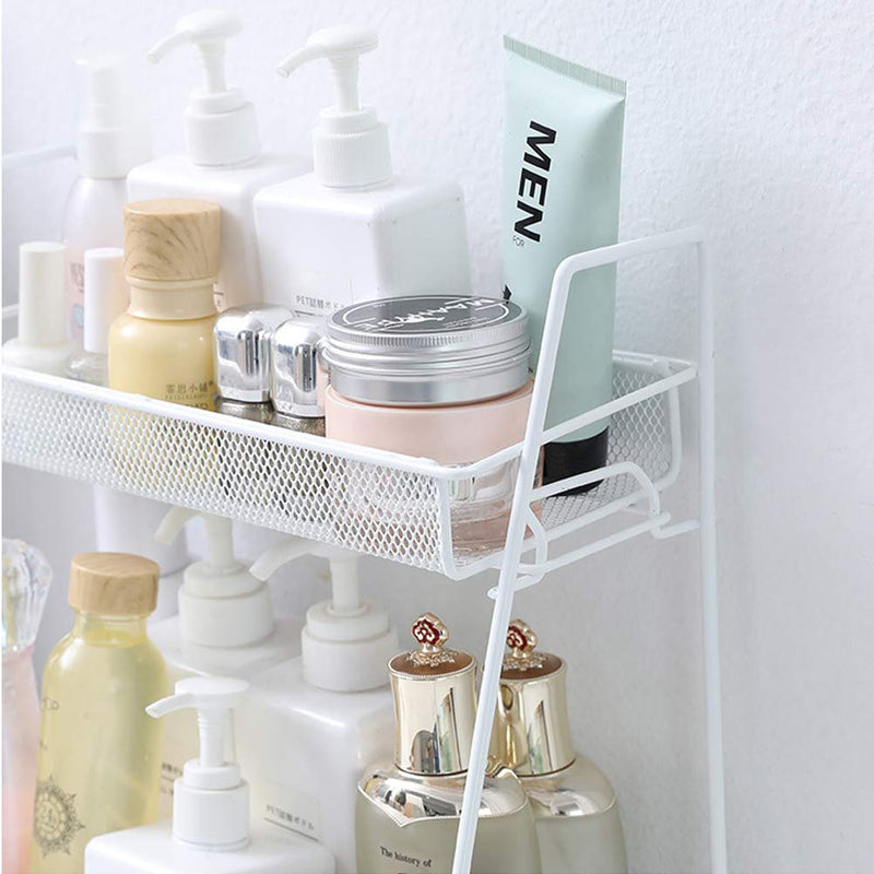 [Australia - AusPower] - Spice Rack Organizer , 2-Tier Bathroom Shelf Organizer countertop, Kitchen Rack Organizer for Spice Can Sauce Jars Bottle (White) White 