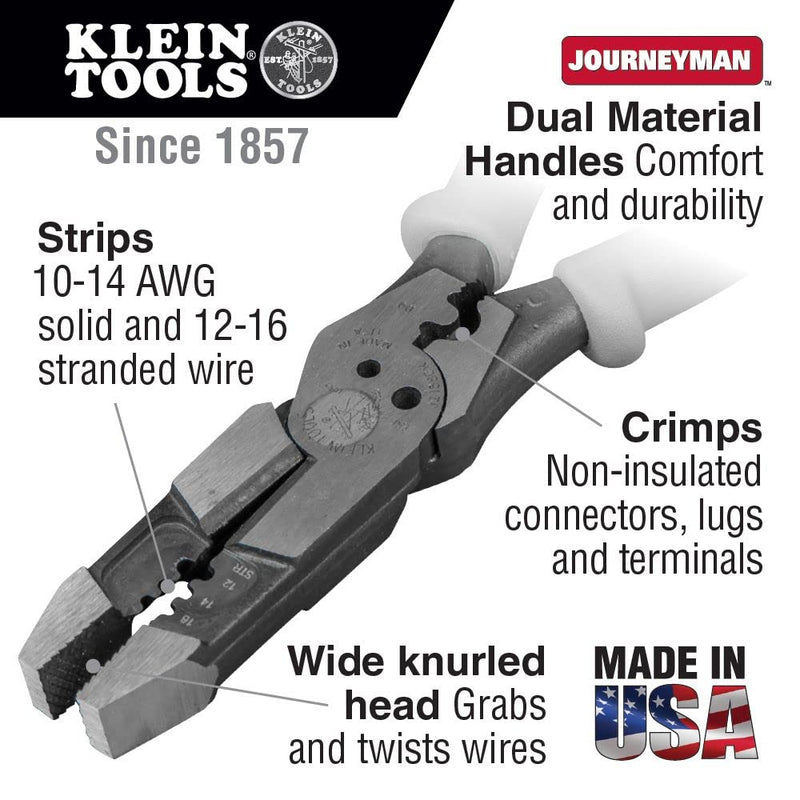 [Australia - AusPower] - Klein Tools J215-8CR Multitool Pliers, Hybrid Multi Purpose Tool / Crimper, Wire Stripper, Bolt Shearing, Wire Grabbing, Twisting, Looping 8-Inch 
