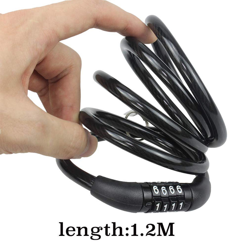 [Australia - AusPower] - Seway Scooter Lock Cable for Xiaomi Mijia M365 ES Series Segway Ninebot, Bicycle Combination Locks Coiled Chain Lock Basic Self Coiling Core Steel Wire 4 ft. Long 1/3 inch Fit for M365/ES1/ES2/ES3/ES4 