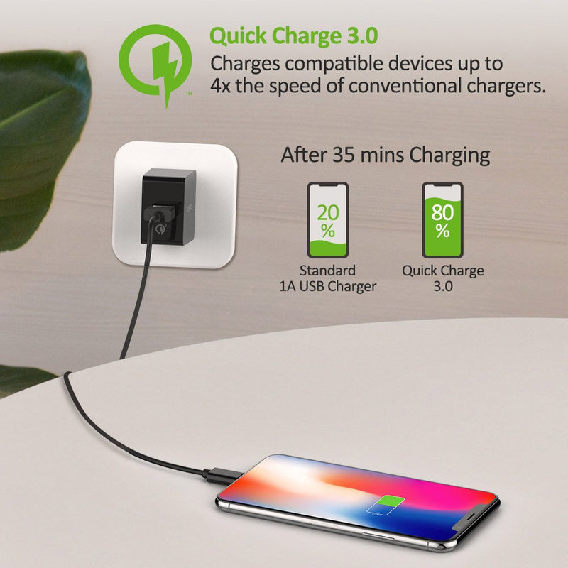 [Australia - AusPower] - Quick Charge 3.0 18W USB Wall Charger, QC 3.0 Adapter Omars Portable Travel iPhone Charger Plug Fast AC Power Adapter Compatible Samsung, iPhone X/8/7, iPad, AirPods Pro More 