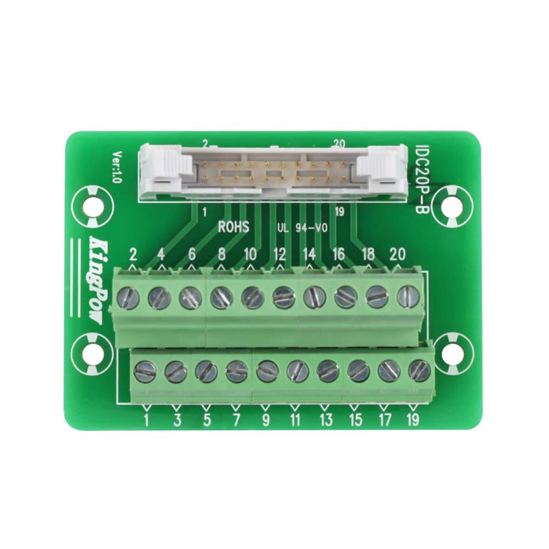 [Australia - AusPower] - Molence IDC20 2x10 Pins 0.1" Male Header Breakout Board, C45 DIN Rail Mounting Terminal Block Connector for PLC MCU 