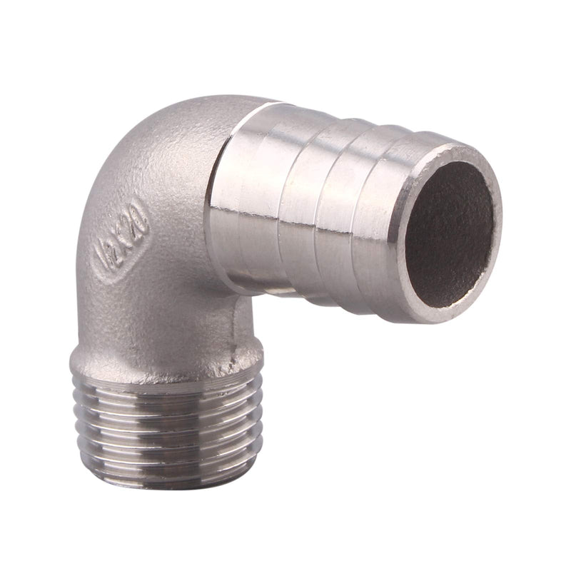 [Australia - AusPower] - DERNORD 3/4" Hose Barb x 1/2" Male NPT Stainless Steel 90 Degree Elbow- Home Brew Pipe Fitting 