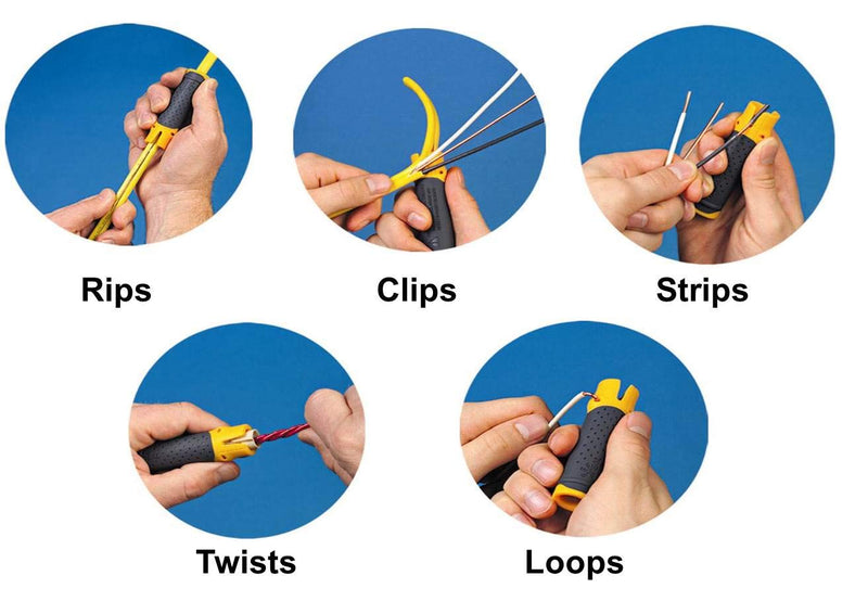 [Australia - AusPower] - IDEAL Electrical 45-025 Lil’ Ripper Stripper – Wire Stripper w/ Slitting Blade, V-Notch, Flat Blade Clip 
